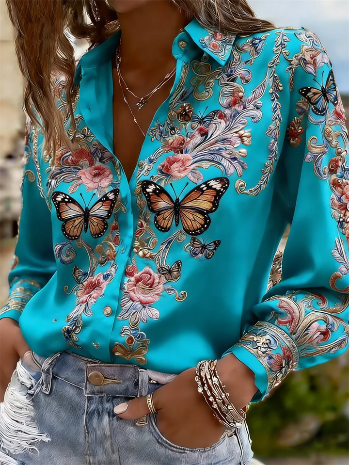 Mariposa Bloom Blouse - Opvallende Print met Elegante Flair