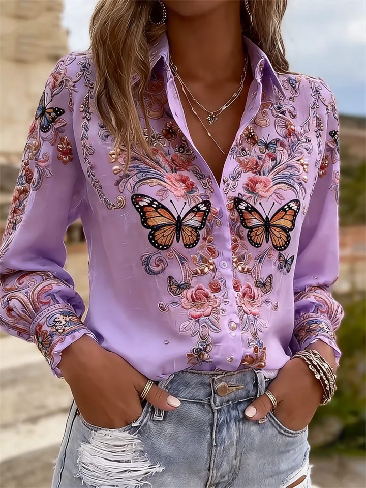 Mariposa Bloom Blouse - Opvallende Print met Elegante Flair