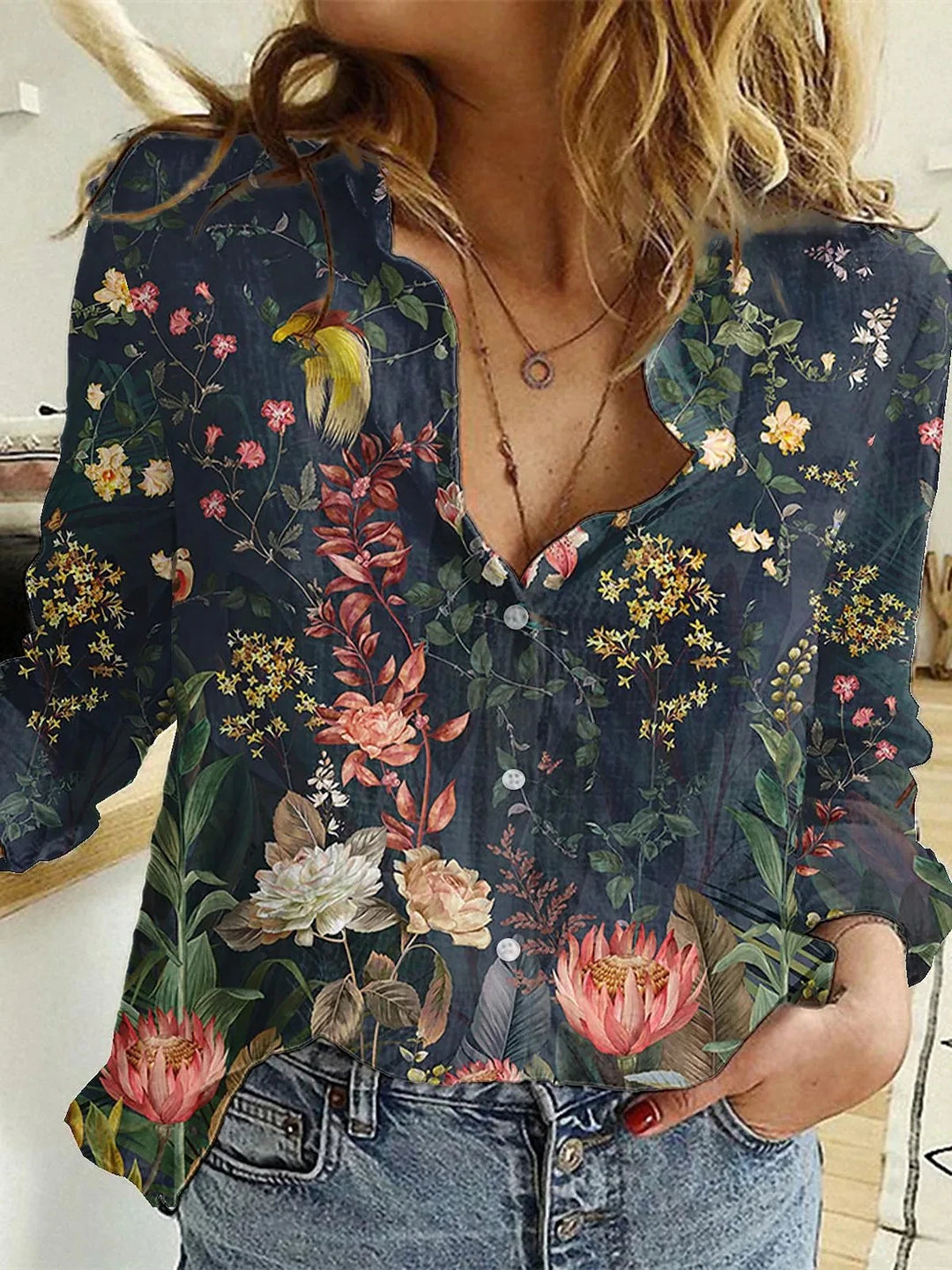 Floréa Art Blouse - Statement Print met Vrouwelijke Flair