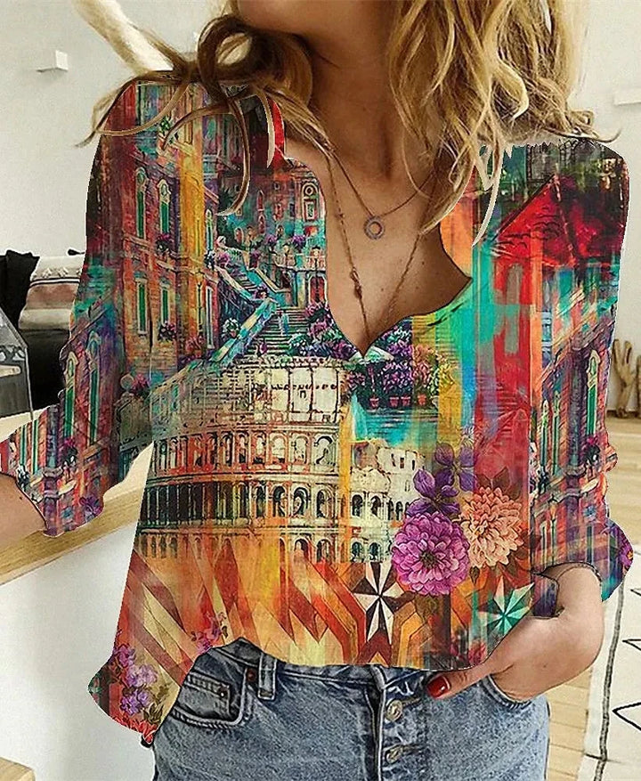 Floréa Art Blouse - Statement Print met Vrouwelijke Flair
