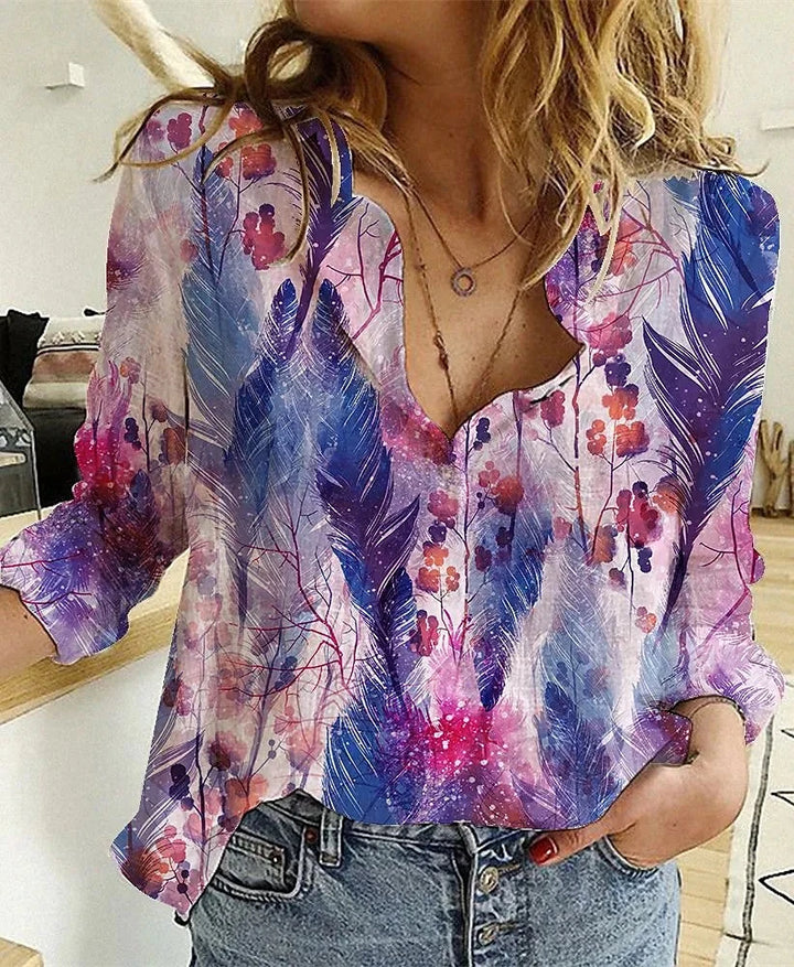 Floréa Art Blouse - Statement Print met Vrouwelijke Flair
