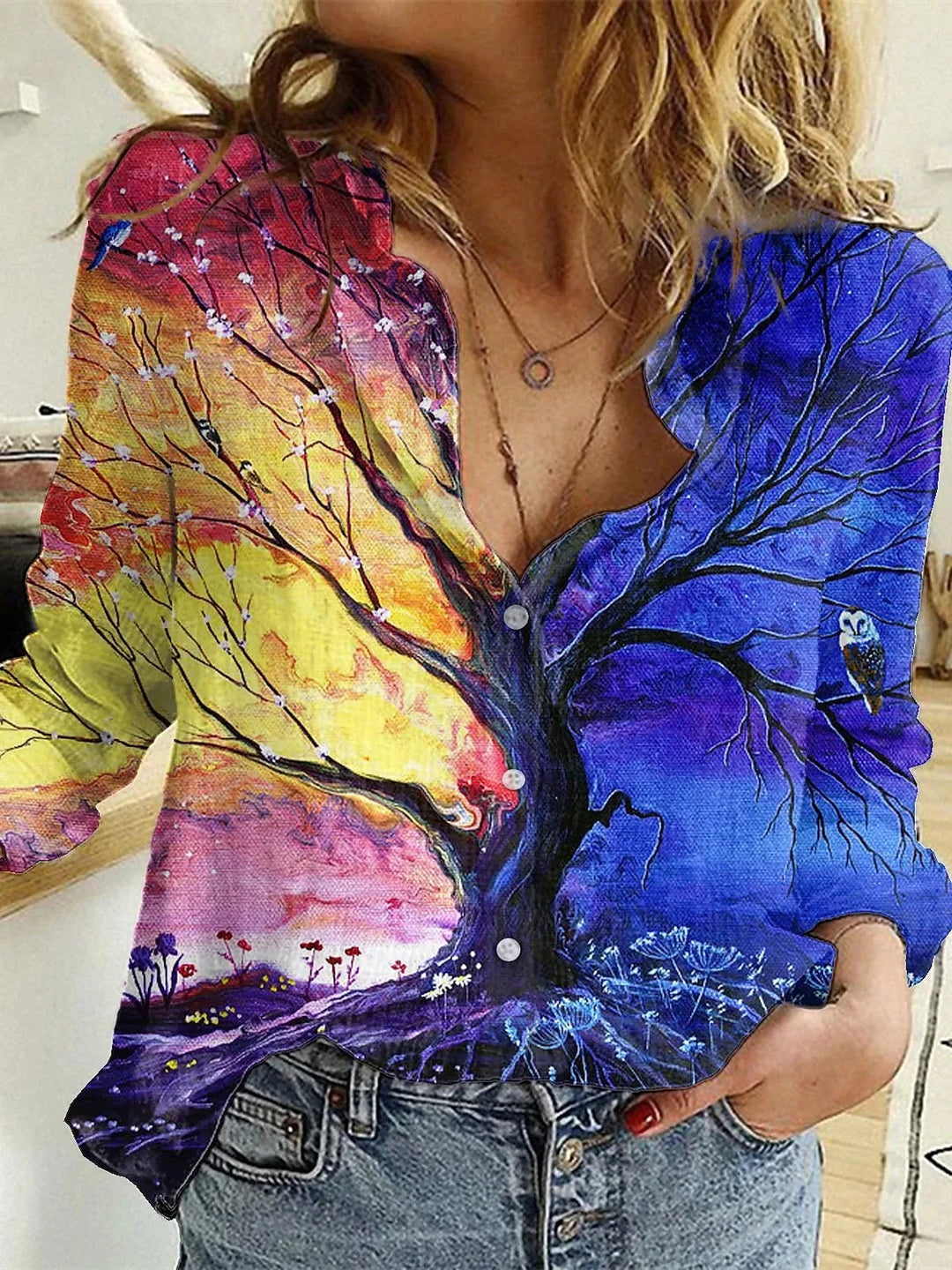 Floréa Art Blouse - Statement Print met Vrouwelijke Flair