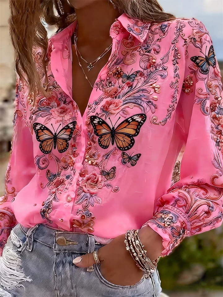 Mariposa Bloom Blouse - Opvallende Print met Elegante Flair